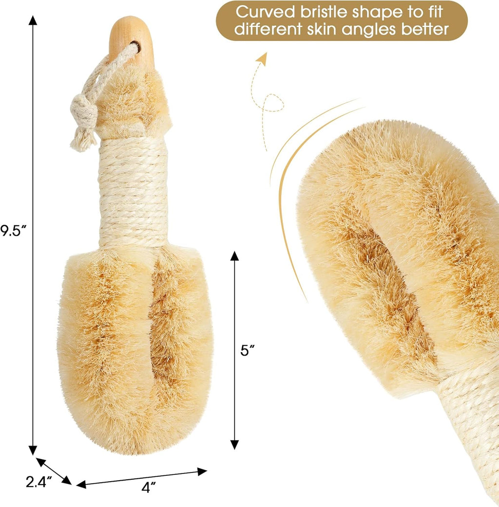 Sisal Dry Body Brush,Dry Skin Brushing Body Brushes, Natural Bristle Exfoliating Brushes, Body Scrubber for Bath Shower to Improve Blood Circulation Reduce Cellulite