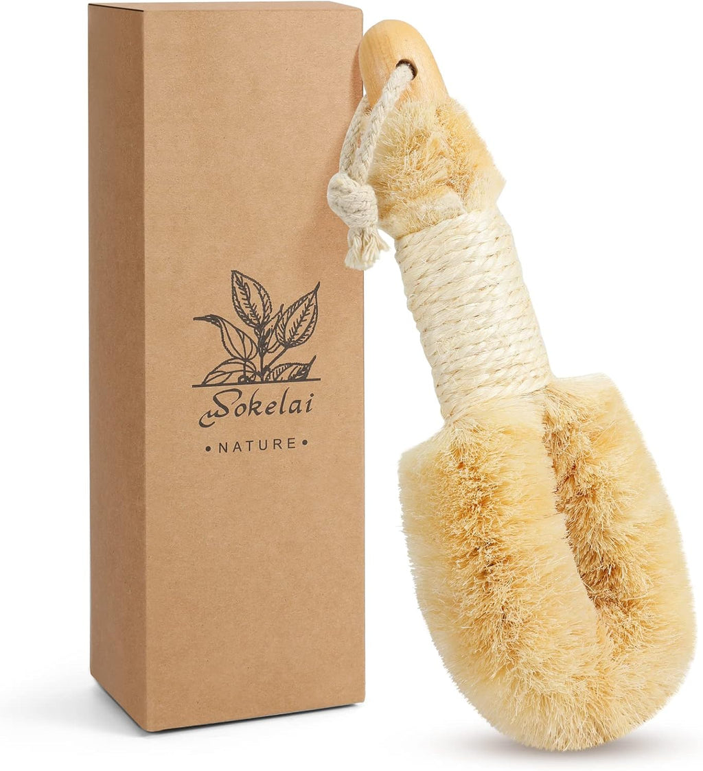 Sisal Dry Body Brush,Dry Skin Brushing Body Brushes, Natural Bristle Exfoliating Brushes, Body Scrubber for Bath Shower to Improve Blood Circulation Reduce Cellulite