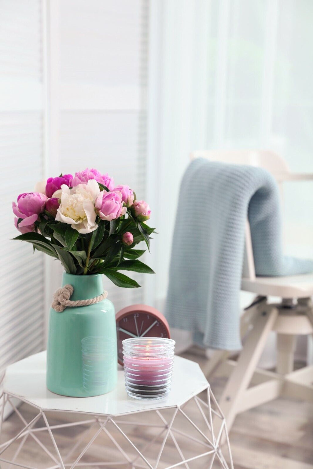 Triple Pour Tri-Colour Scented Candle in Ribbed Glass Jar Home Gift 6 Fragrances